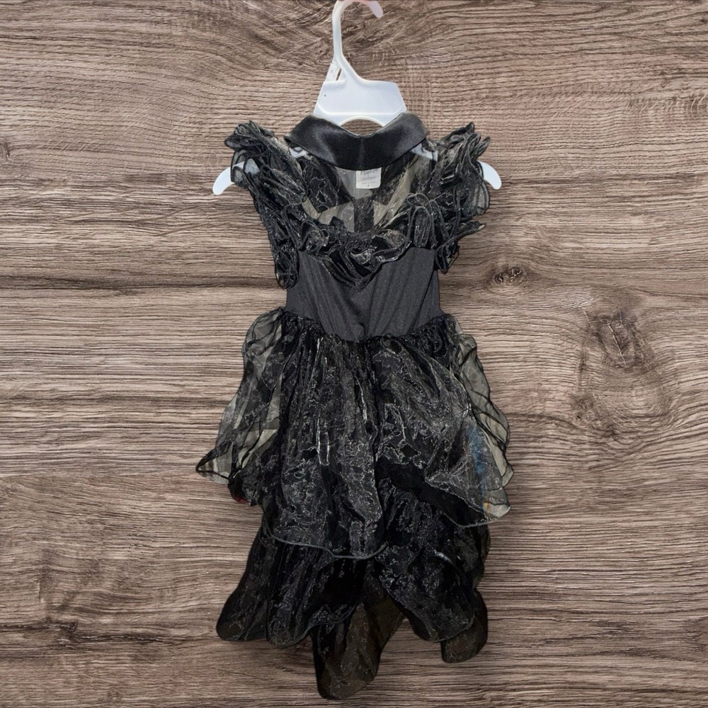 Wednesday Addams Black Ruffle Dress Costume Size 5 With Battery Operated Thing - Picture 3 of 7